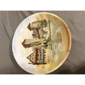 Vintage Decorative Hand-Painted Porcelain Plate with Old Nuremberg Scene